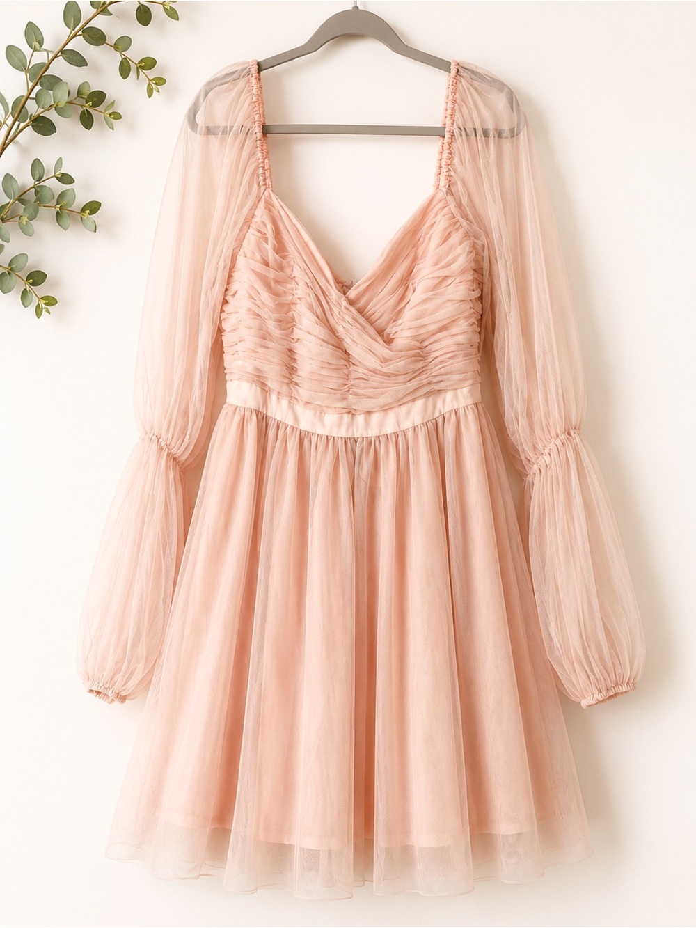 Nabela Noor x Eloquii peach blush tulle midi dress size 18 romantic fairycore